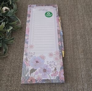 Floral Notepad with Pen - Pink and Purple